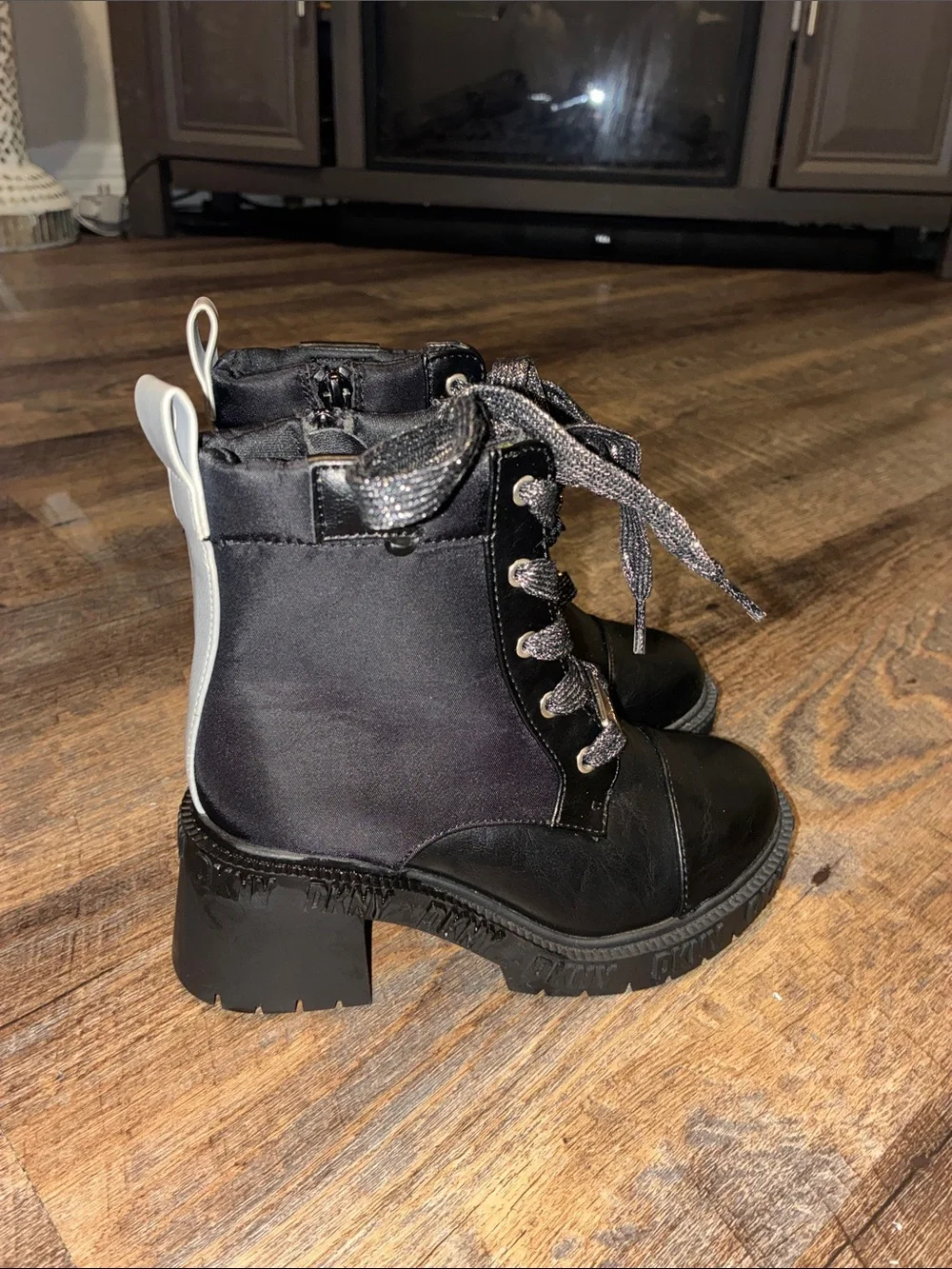 DKNY Black Girls' Lace-Up Combat Boots